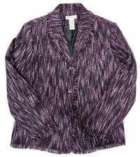 Dress Barn Women's Long Sleeve Tweed Blazer Size 10 Black Purple 3 Buttons