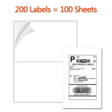 200 Shipping Mailing Labels 8.5" x 5.5" Half Sheet Rounded Corner 2 Per Sheet