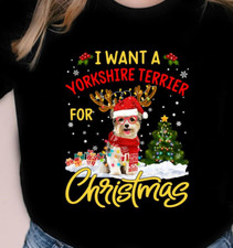 All I Want For Christmas Is Yorkshire Terrier Men T-shirt Black Tee S-4XL
