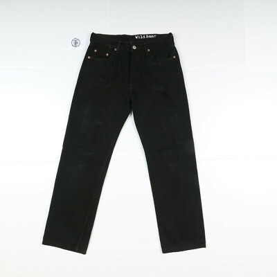 Levi's 501 Customized Gebraucht (Cod.D2147) W30 L30 Herren High Waist Schwarz Risse