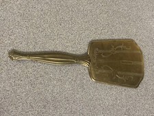 Antique Vintage Hand Held Brass Victorian Vanity Mirror 13 Long Hand Held