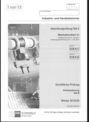 Mechatroniker alle Abschlussprüfungen Teil 2 seit 2012 bis Winter 2023 als Datei