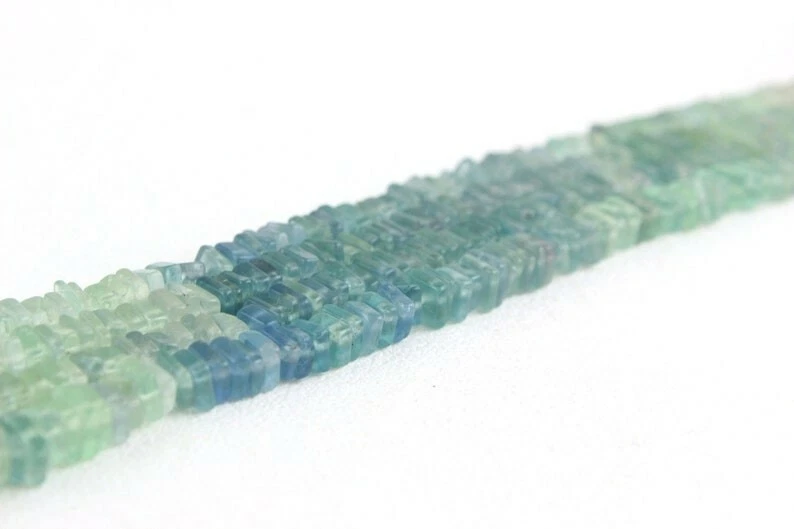 Good Quality 16"Long Natural Fluorite Smooth Heishi Beads 4-5MM Gemstone Jewelry - Image 3 of 4
