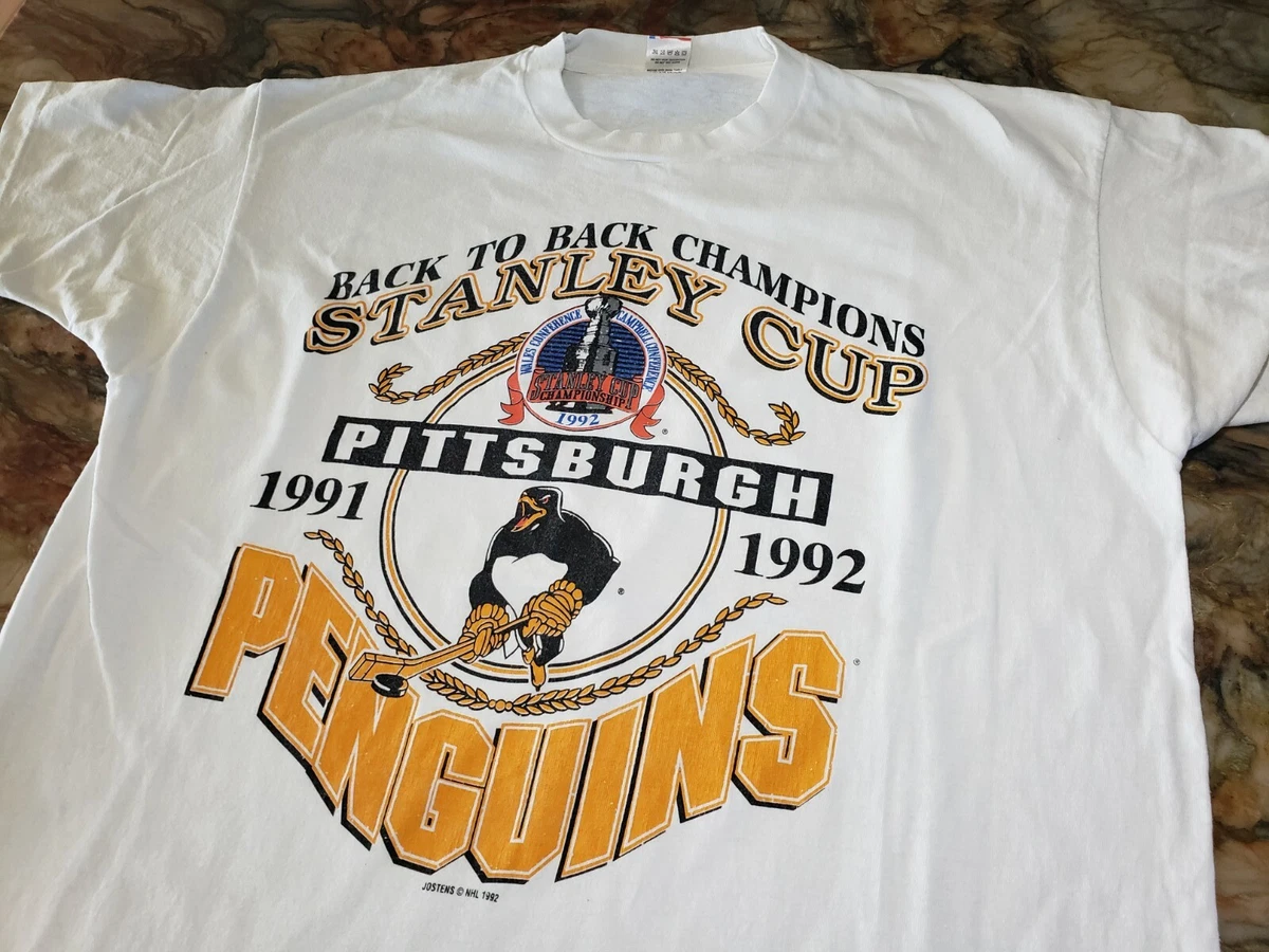 Vtg Pittsburgh Penguins Stanley Cup Champions 1991 T Shirt White XL Hockey 90 s