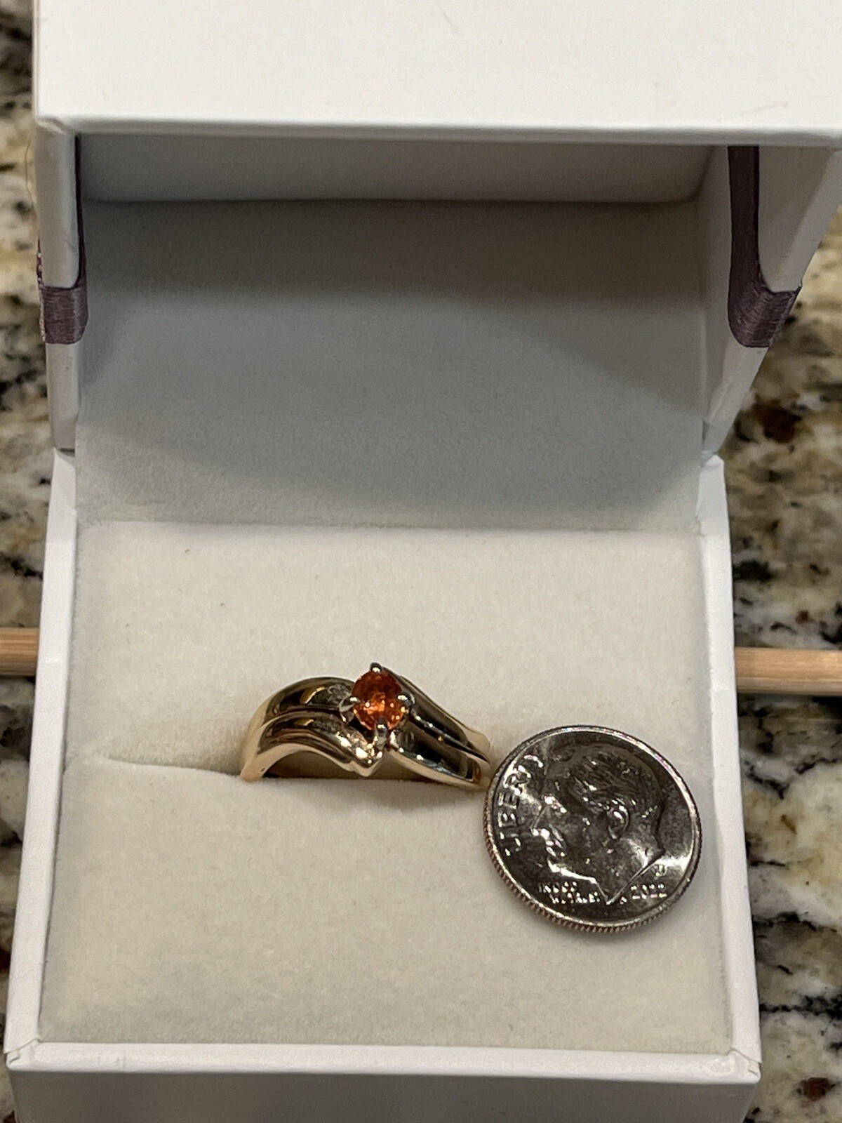 WOMENS FINE JEWELRY RING Padparadscha 14K YELLOW GOLD Solid gold sz