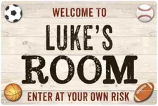 LUKE'S Room Kids Bedroom Sign Boy's Personalized Metal 108120090042