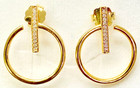 QVC Italian Silver 18K Yellow Gold Silver Open Circle White Topaz Hoop Earrings — photo 1