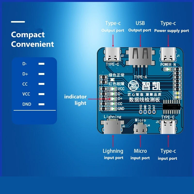 Intelligent Data Line Detection Board Phone USB Cable Tester Short Circuit Test - Image 3 of 4