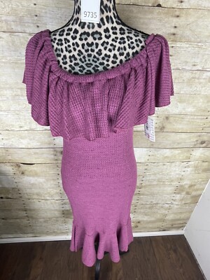 Nwts LuLaRoe Women s Size Small Ruffled Cici Off The Shoulder Midi Dress