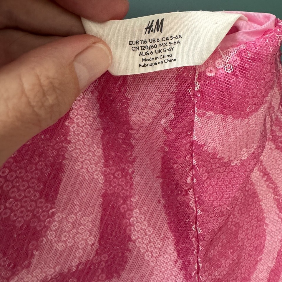 H&M Pink Sequin Little Girls Size 6 Knee High Dress SOLD OUT EVERYWHERE