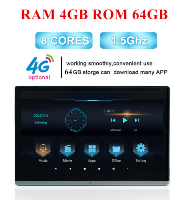 13.3in Car Rear Seat Headrest Monitor Android 11 WIFI Bluetooth FM Mirror Link