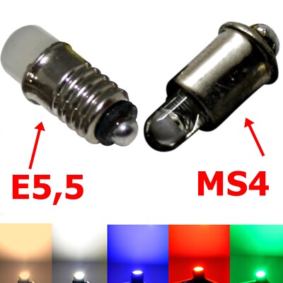 10x MS4 LED Lämpchen 12V – Kaltweiß, Blau, Grün, Rot Wählbar – Für Auto & Modellbau