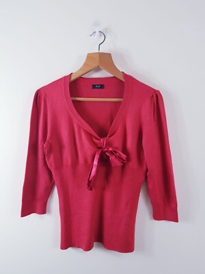 F&F Damen glitzernder roter Langarmpullover Größe 12
