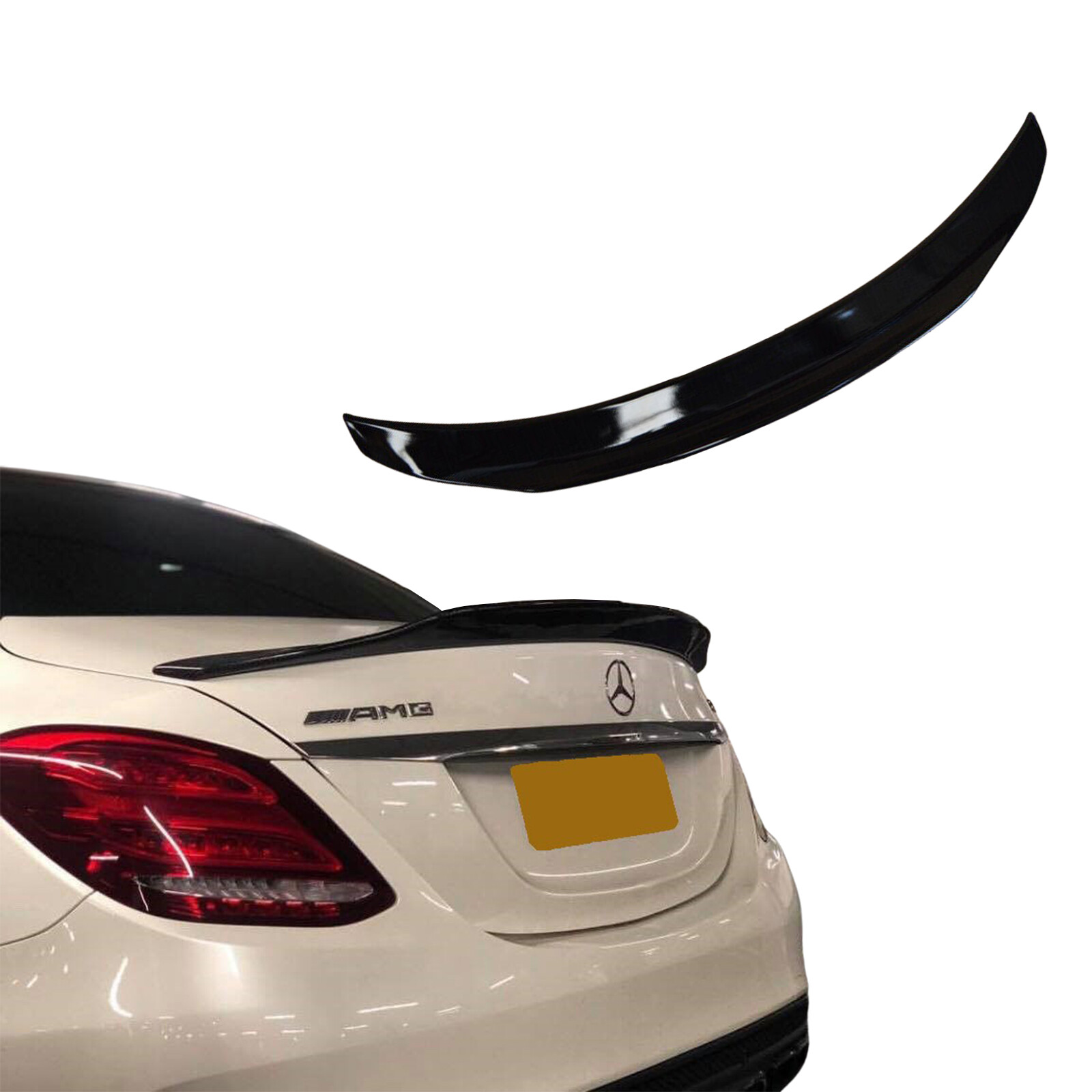 Spoiler posteriore adatto per Mercedes Classe C W205, dal 2014, nero lucido, largo foto 4
