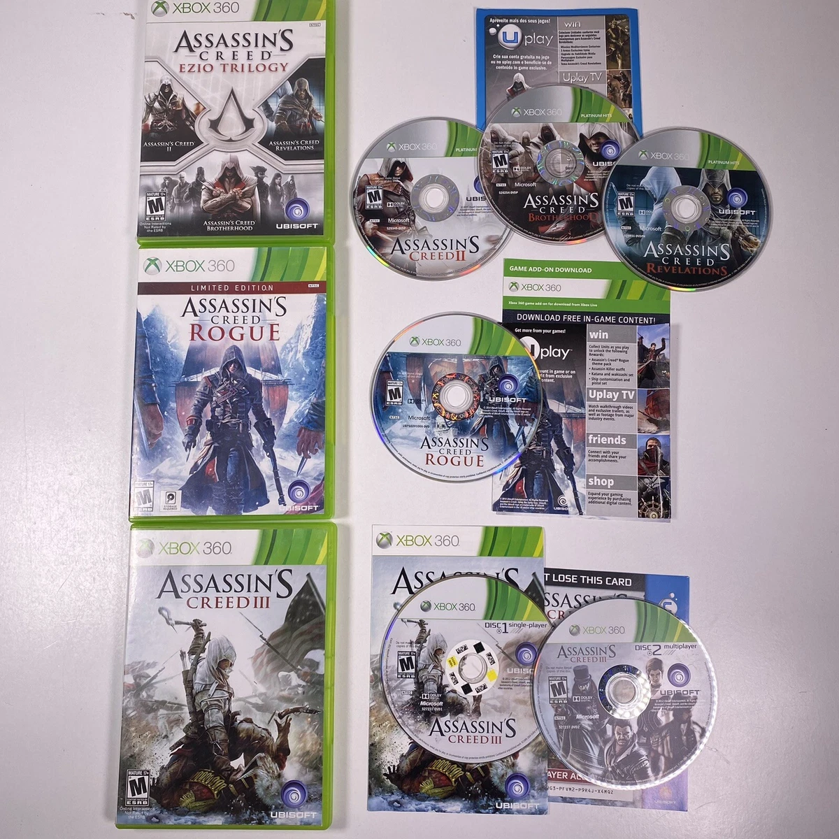 Assassin's Creed Ezio Trilogy + Rogue + Creed III Lot Of 5 Xbox 360