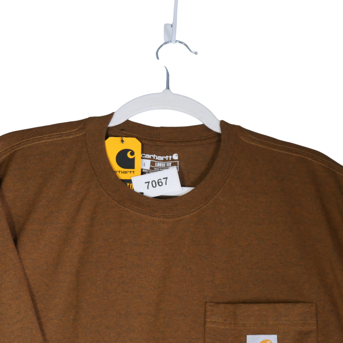 NEW Carhartt K87 Tee Mens L Brown Single Pocket Heavy Weight Loose