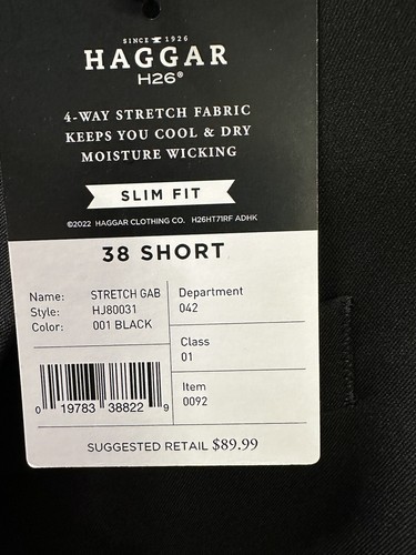 Haggar Blazer Mens Size 38S Black H26 Premium Stretch Slim Fit NWT Retail $89 - Picture 3 of 5
