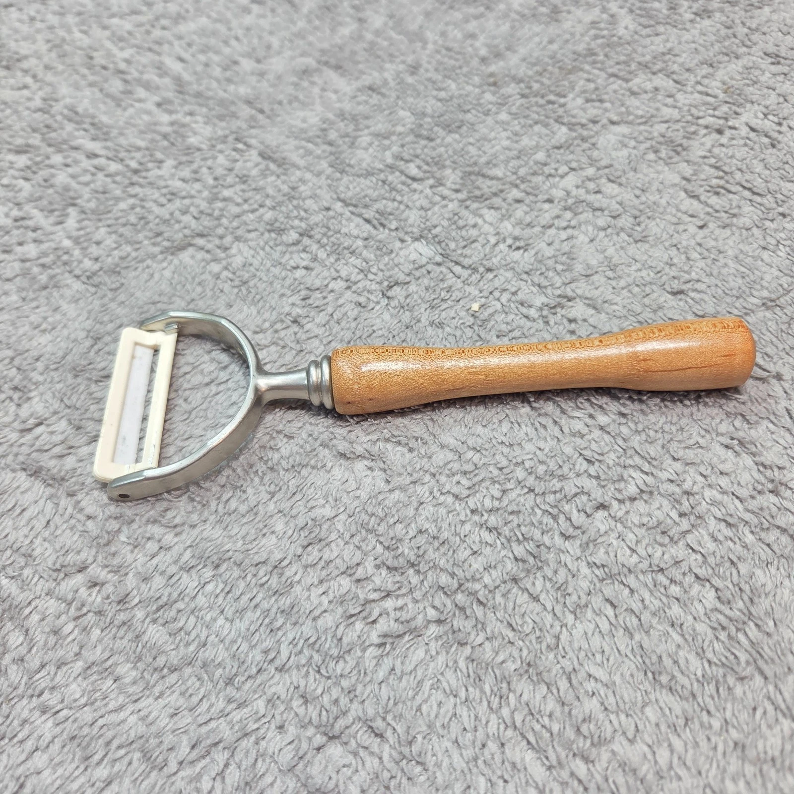 Handmade Ceramic Vegetable Peeler with Maple Handle and Brushed Nickle Finish