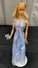 Vintage 1977 Superstar Era Barbie Sparkle Blue Dress  Flowers-Doll Not Included