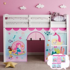 Customizable Mermaid Bunk Bed Curtains - Premium Cartoon Loft Bed Decor 3PCS, T