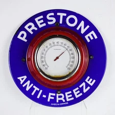Prestone Anti-Freeze 10 Inch Round Porcelain Thermometer 10 Inches Diameter
