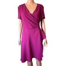Talbots Petites Crepe Wrap Dress 8 Ruched Cocktail Wedding Guest Luxe Preppy