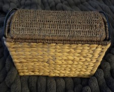 Woven Vintage Seagrass Storage Basket With Hinged Lid