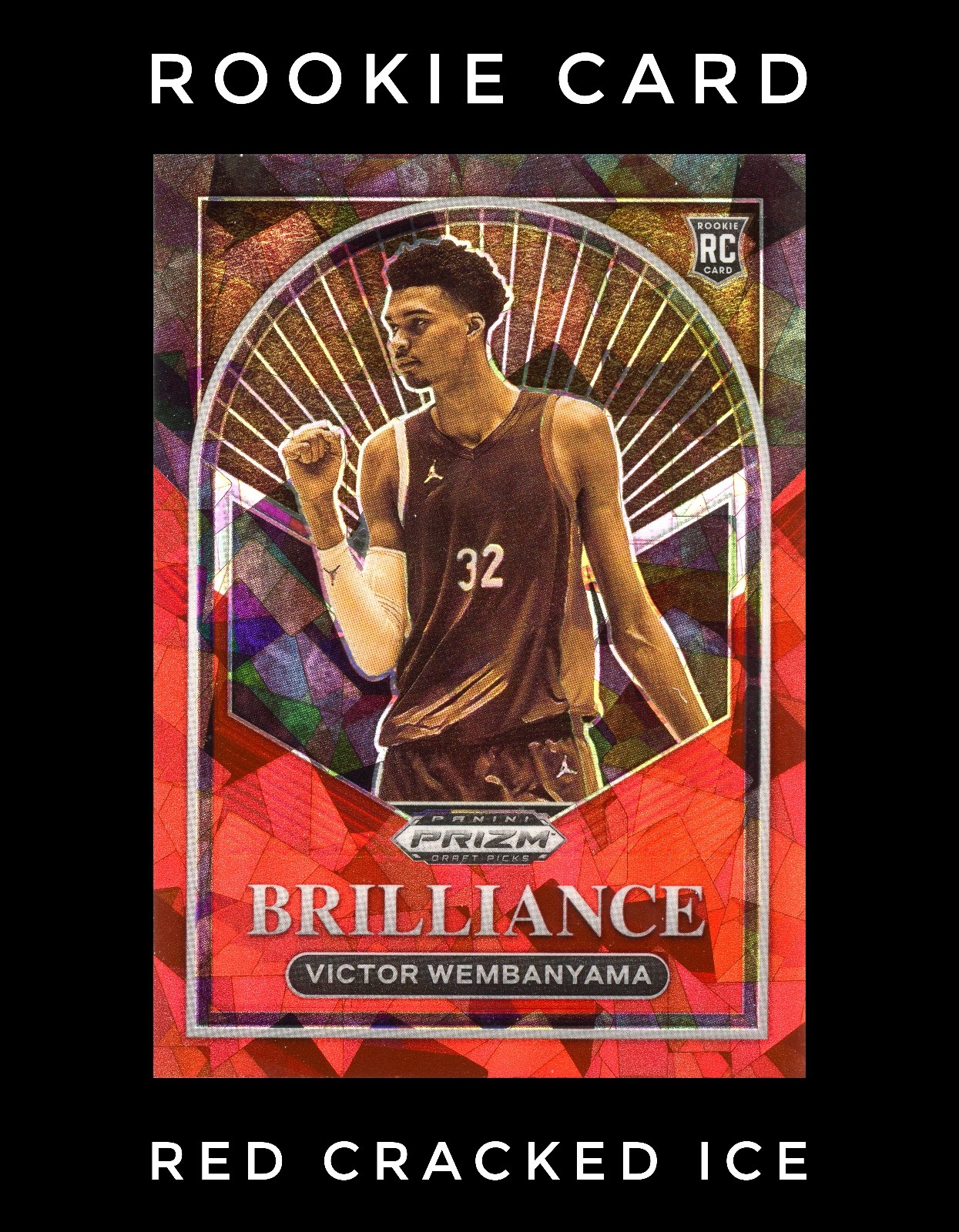 2023 Prizm Draft Picks - Brilliance Red Cracked Ice Prizm Victor Wembanyama (RC)