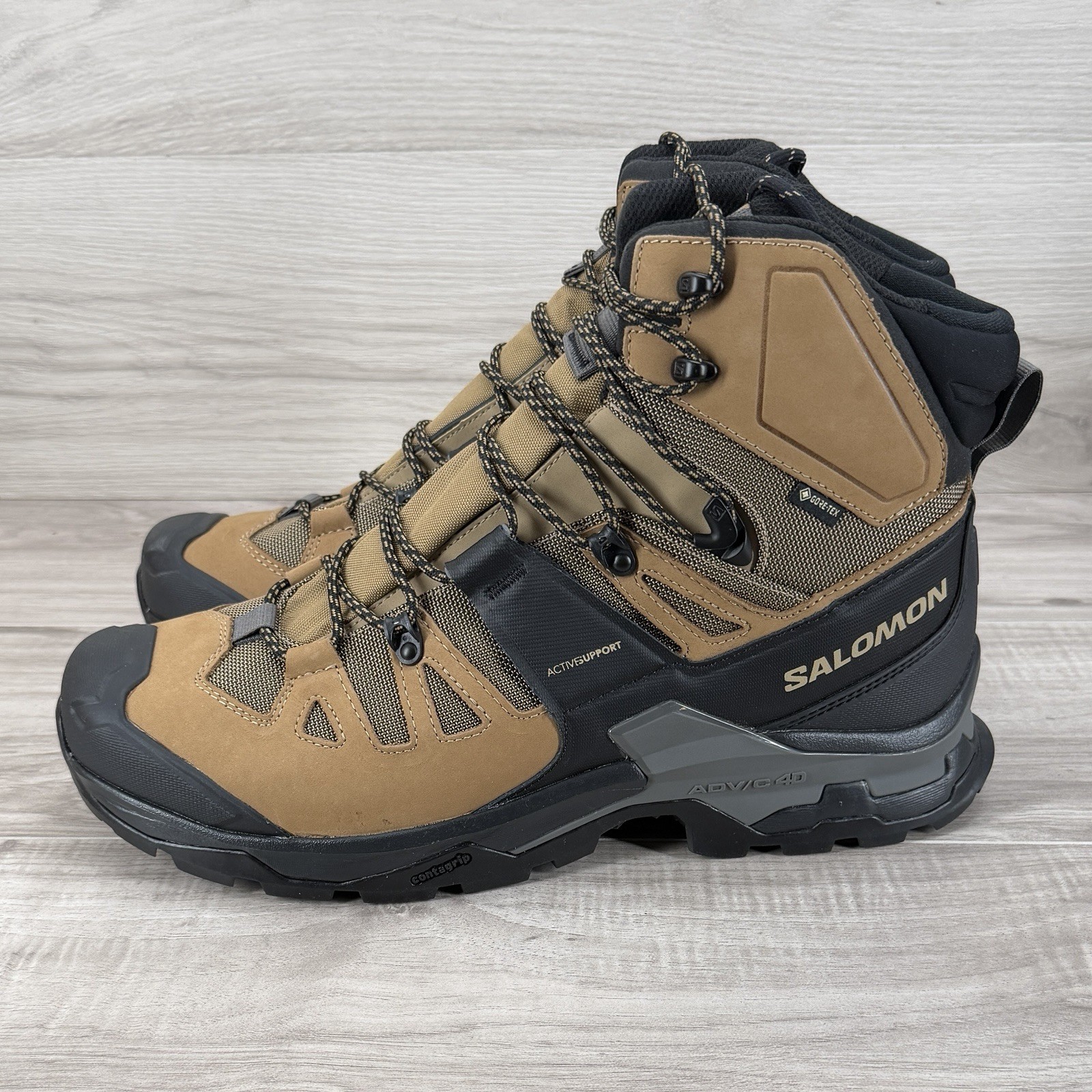 Salomon Quest 4 GTX 412925 Hiking Boots Brown Black Waterproof Men's 13 US image 2
