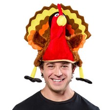 FORUM TURKEY TIME TURKEY THANKSGIVING PLUSH HAT ACCESSORY 65537