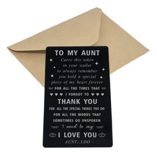 Heartfelt Metal Card Token for Aunt – Carry My Love & Thanks Forever in Wallet