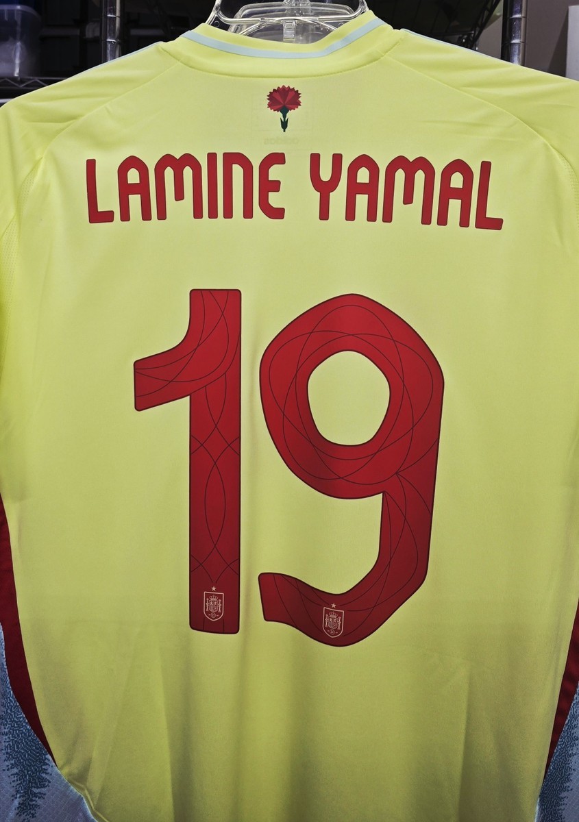 2024/25 Adidas Spain #19 Lamine Yamal Away Soccer Jersey