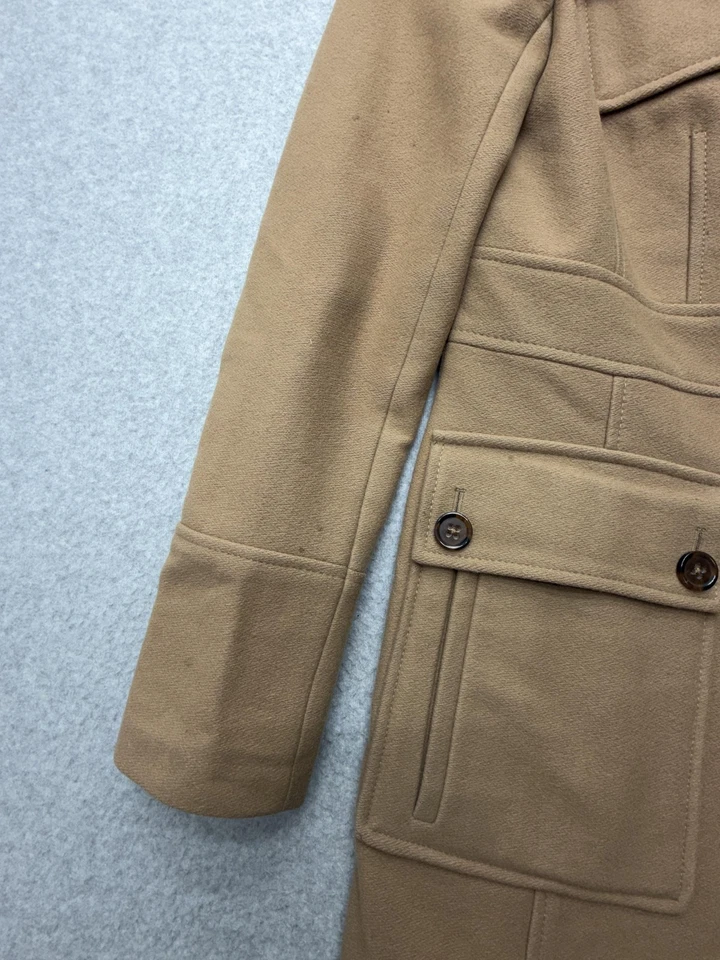 Casaco longo militar Banana Republic feminino pequeno mistura de lã de camelo jaqueta draga - Imagem 2 de 4