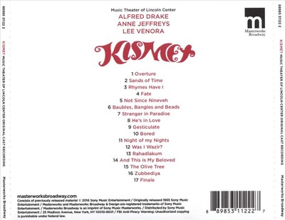ALFRED DRAKE KISMET ON BROADWAY NEW CD