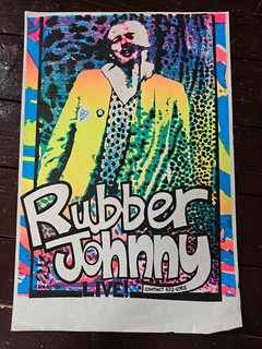Original X3 poster screenprint Rubber Johnny Live by Bob Linney and Ken Meharg