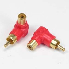 10 Pack of RCA Male/Female Right Angle Adapter, Red