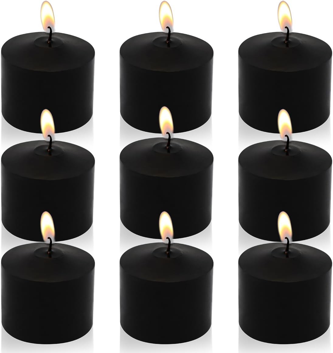 9-Pack Unscented Black Votive Candles for Halloween Decor 1.25-Inch