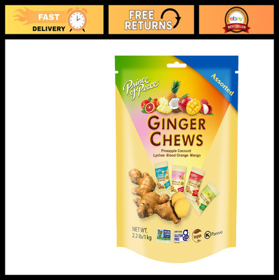 Assorted Ginger Chews Candy Pack - 2.2 lb, Gluten Free, Mango, Blood Orange, Pin