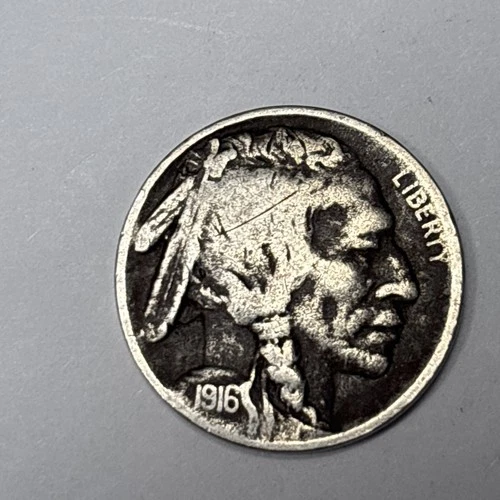 1916 S Full Date Part Horn Fine Grade Buffalo Nickel -  Better Date US Coin!