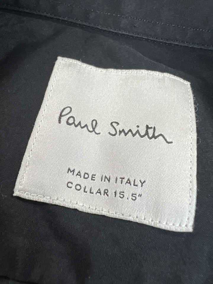Camisa Paul Smith Para Hombre 15.5 Negra A Medida Manga Larga Hecha en Italia Puño a Rayas Foto 2 de 4