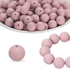 40Pcs Silicone Beads 15mm Silicone Beads Bulk for Pens Loose Round Pale Red
