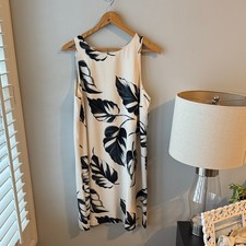 Ann Taylor Palm Leaves Sleeveless Shift Dress