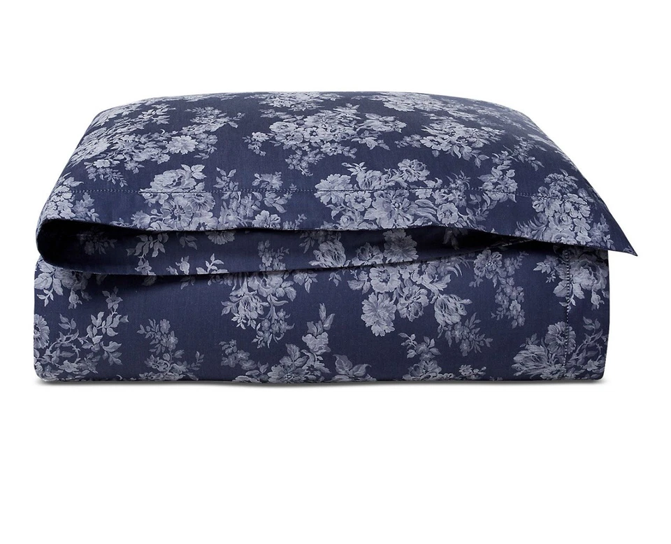Lauren Ralph Lauren Mya Duvet Cover Jacquard Cotton Full/Queen Navy $430 92x90 - Image 2 of 4