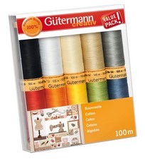 10 Spools Gutermann Creativ Sewing Thread Set Natural Cotton 100M