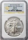 2014-W $1 American Silver Eagle NGC MS70 - Annual Dollar Coin Set - Scarce Coin