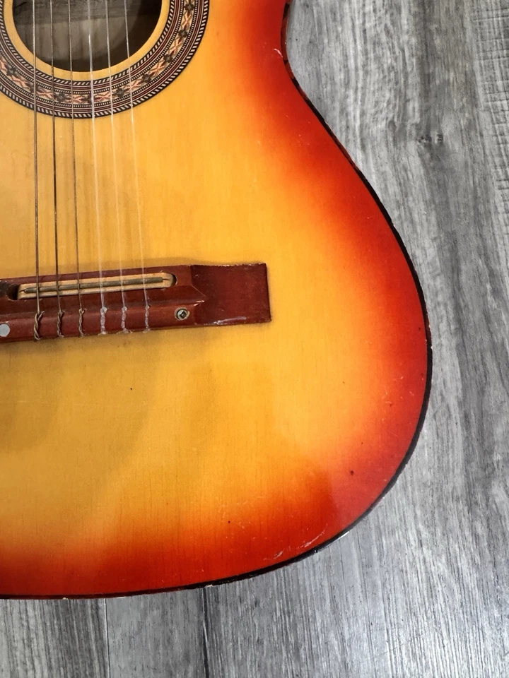 Vintage Kay Silvertone Cherry Sunburst Classical Acoustic Guitar 6 String 70s - Image 3 of 4