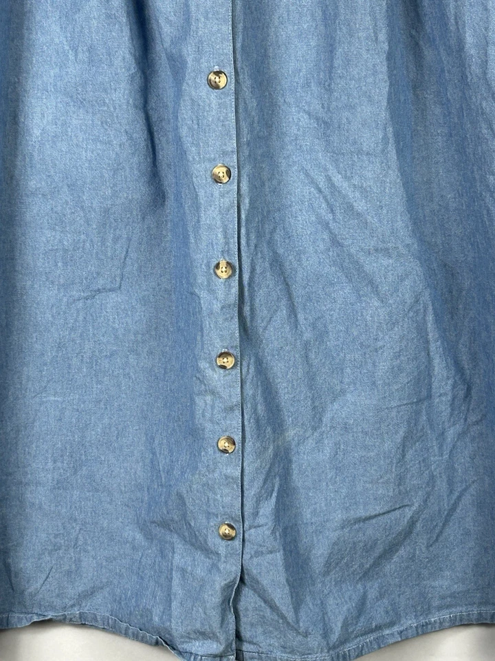 Coldwater Creek  18W Midi Long Skirt Blue Chambray Button Up Cotton Pockets - Image 4 of 4