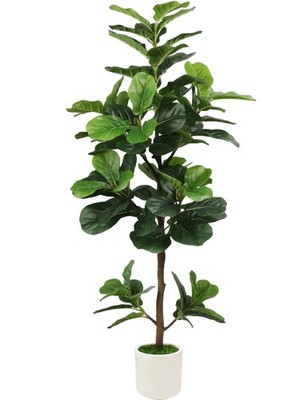 5FT Artificial Fiddle Leaf Fig Tree with White Planter & Fake Moss,... Fast Ship