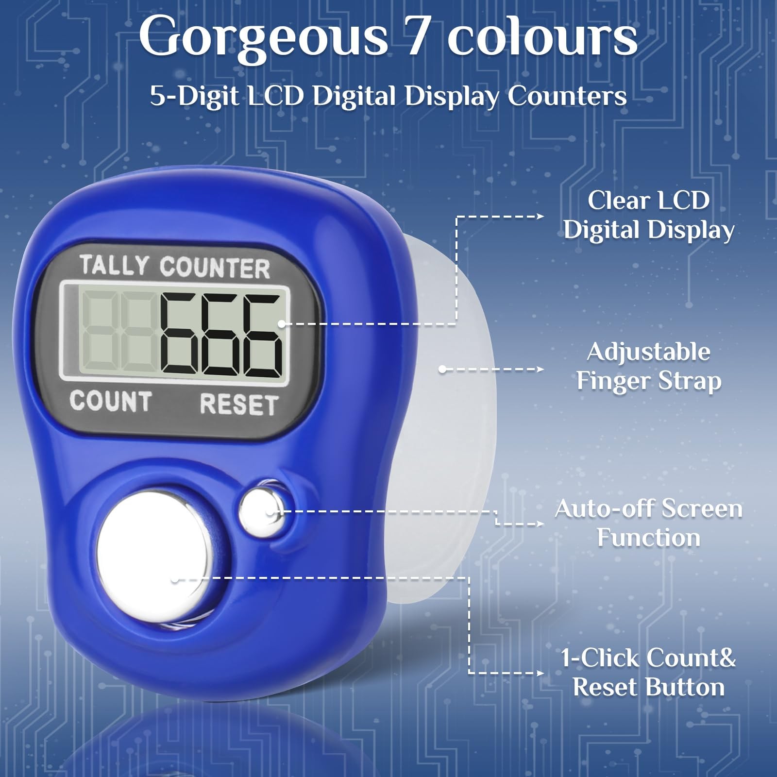 7 Pcs Electronic Finger Counter 5 Digit Number Digital Display Hand Tally