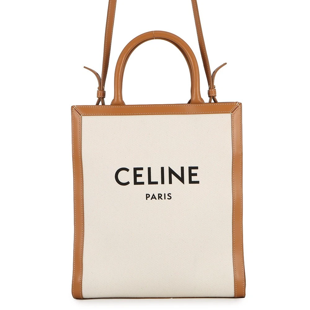 Celine — CELINE Vertical hippopotamus Size Small Canvas/Leather Natural/Tan 192082